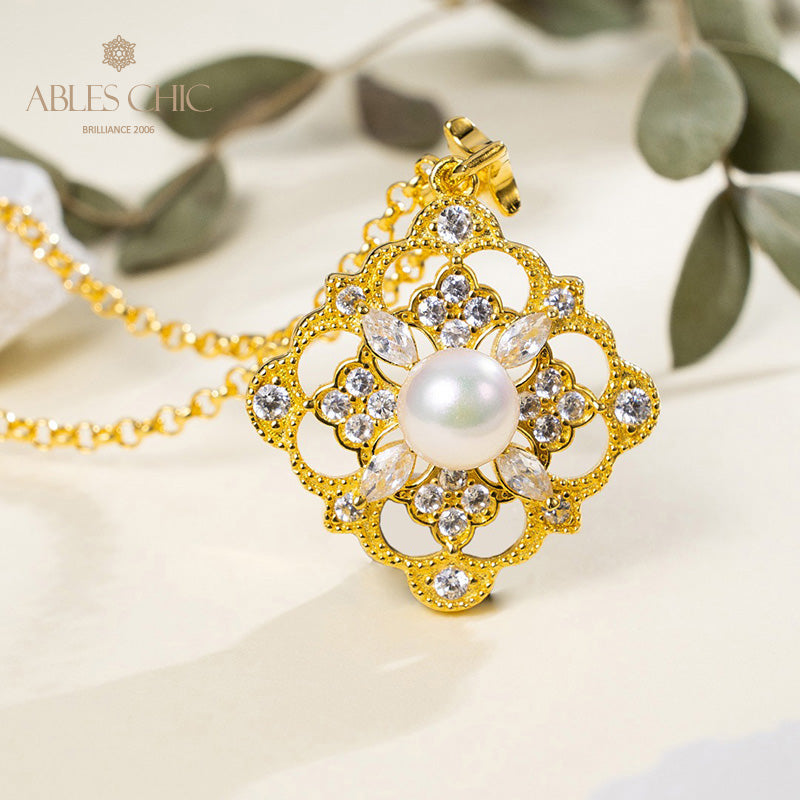 Collier trèfle de perles Akoya 6186