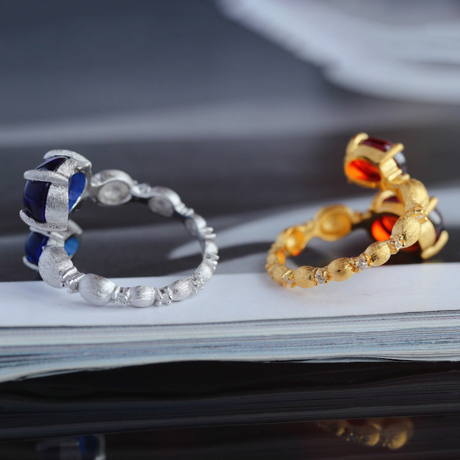 Bague Ouverte Grenat Mat 6189