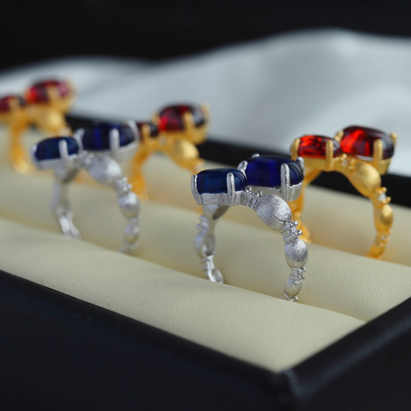 Bague Ouverte Grenat Mat 6189