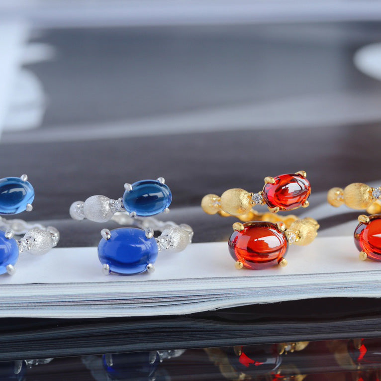 Bague Ouverte Grenat Mat 6189