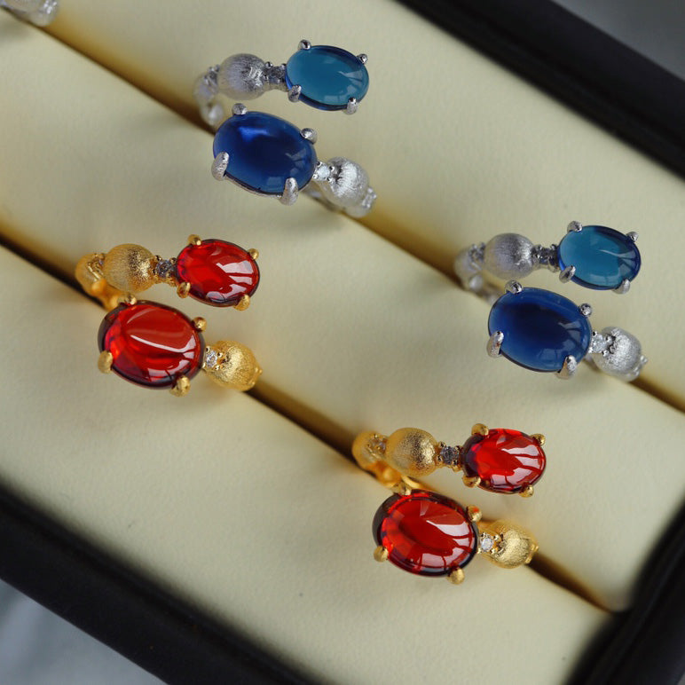 Bague Ouverte Grenat Mat 6189