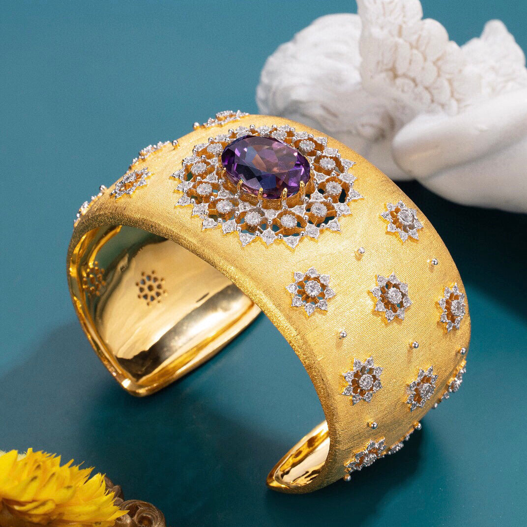 Bracelet floral en améthyste naturelle 6206