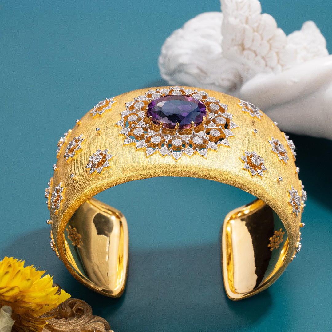 Bracelet floral en améthyste naturelle 6206