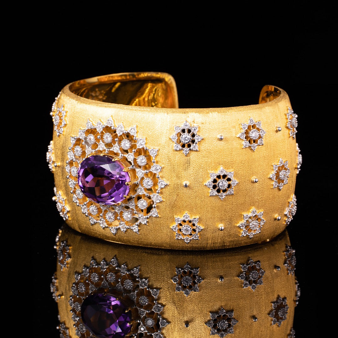 Bracelet floral en améthyste naturelle 6206