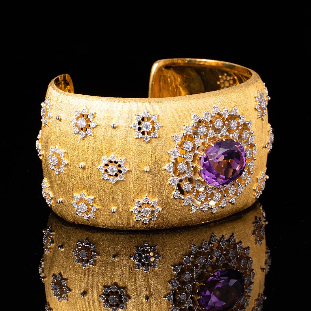 Bracelet floral en améthyste naturelle 6206