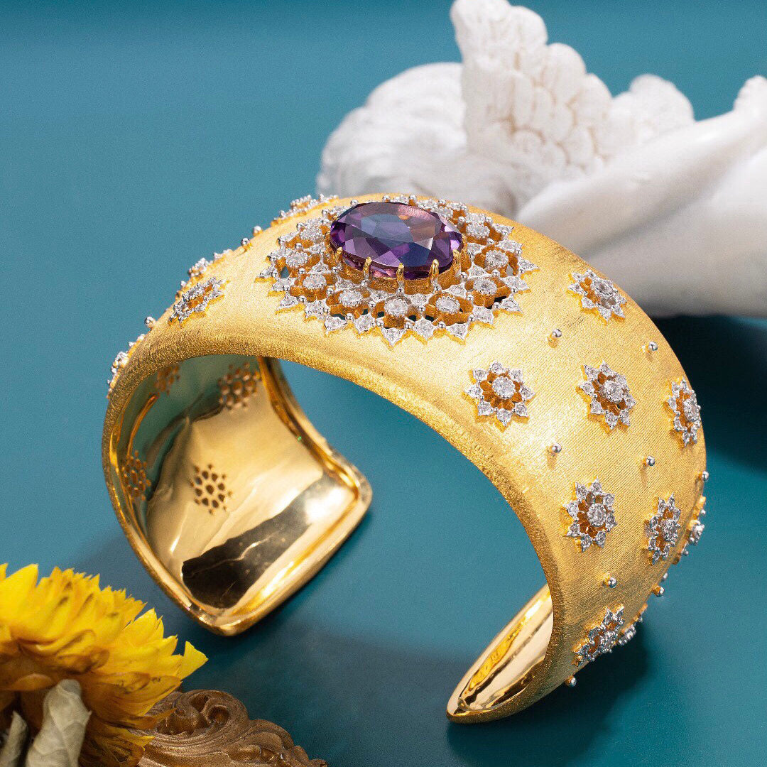 Bracelet floral en améthyste naturelle 6206