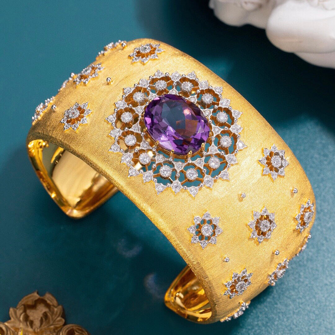 Bracelet floral en améthyste naturelle 6206