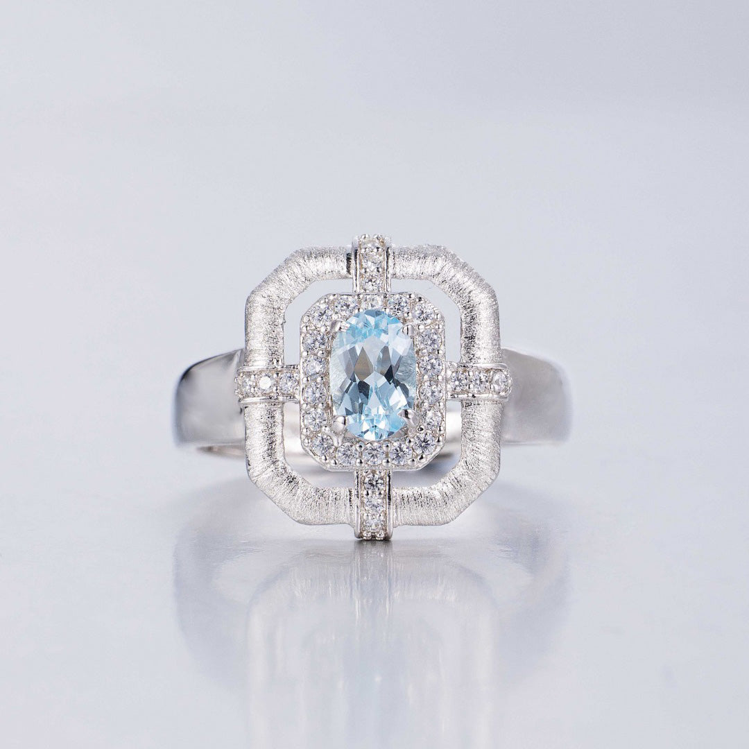 Bague traditionnelle topaze naturelle 6214