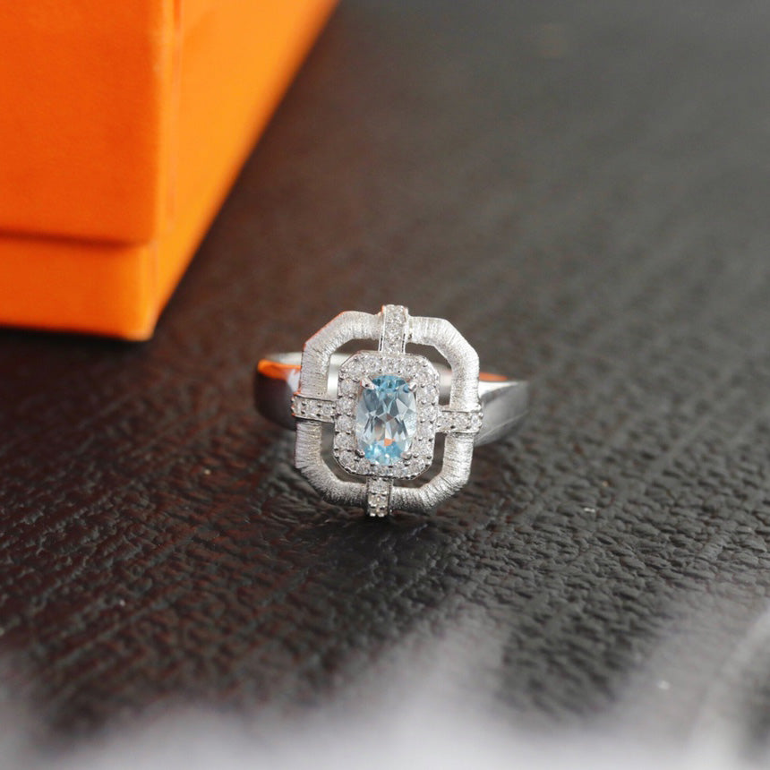 Bague traditionnelle topaze naturelle 6214