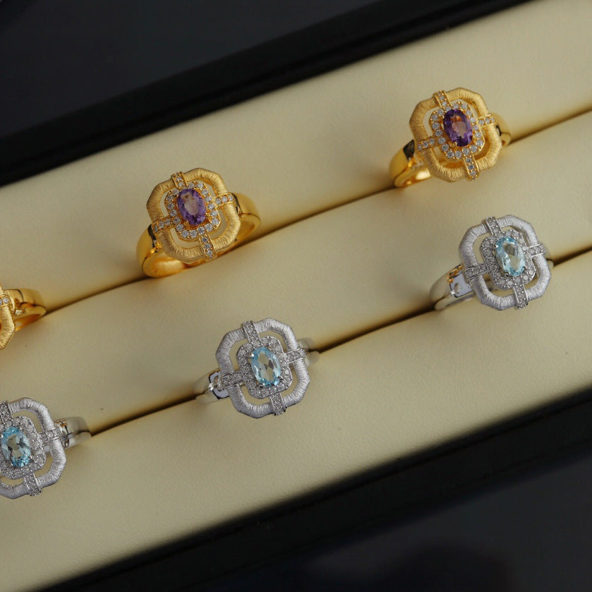 Bague traditionnelle topaze naturelle 6214