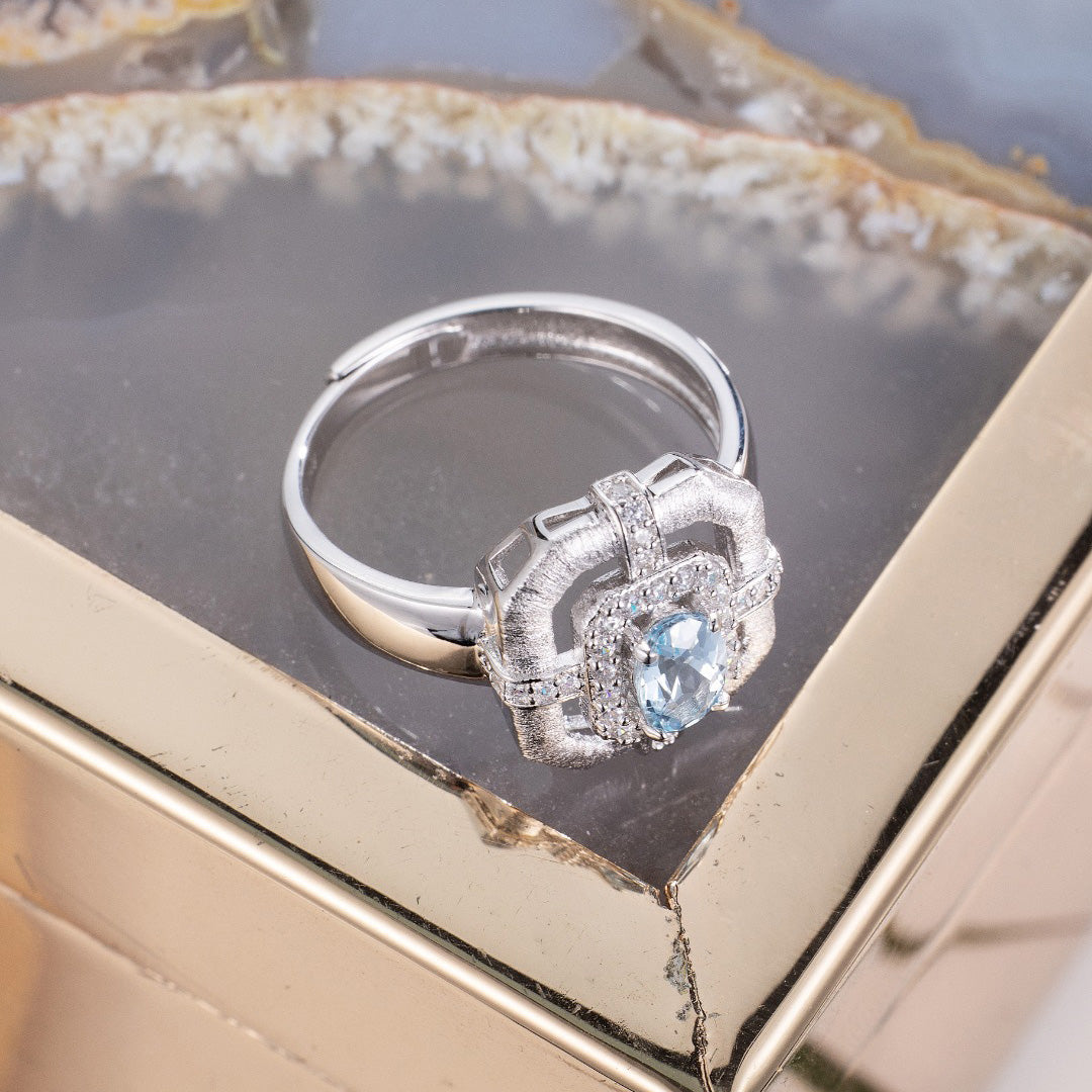 Bague traditionnelle topaze naturelle 6214