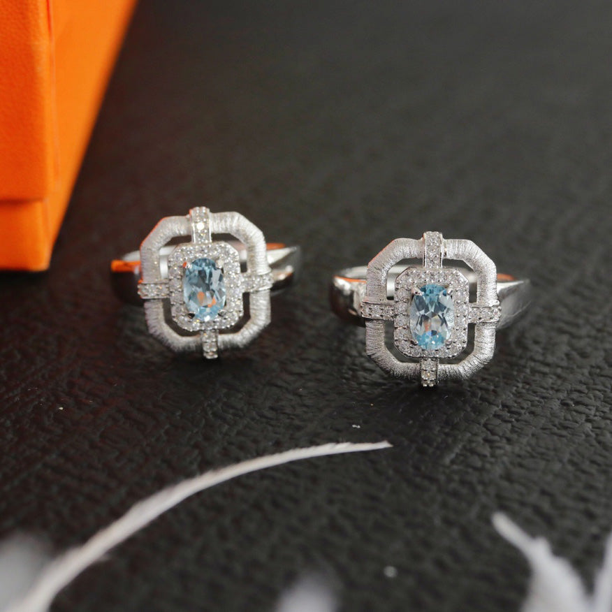Bague traditionnelle topaze naturelle 6214