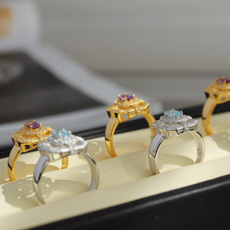 Bague traditionnelle topaze naturelle 6214