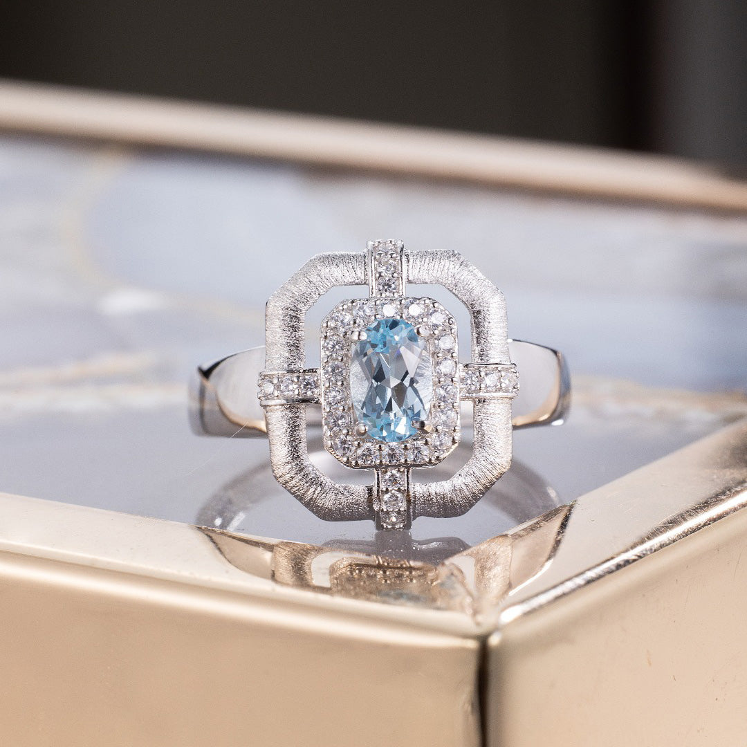 Bague traditionnelle topaze naturelle 6214