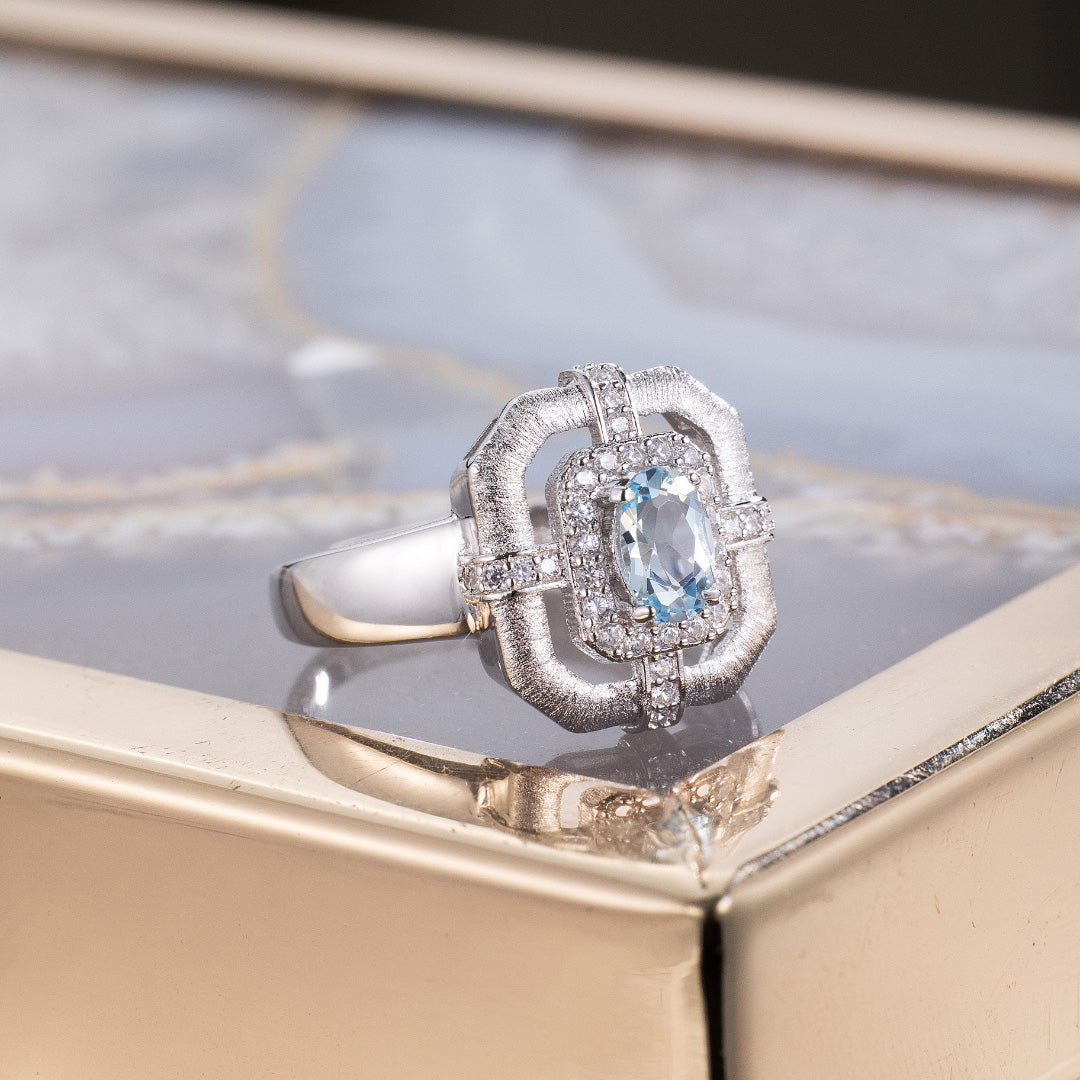 Bague traditionnelle topaze naturelle 6214
