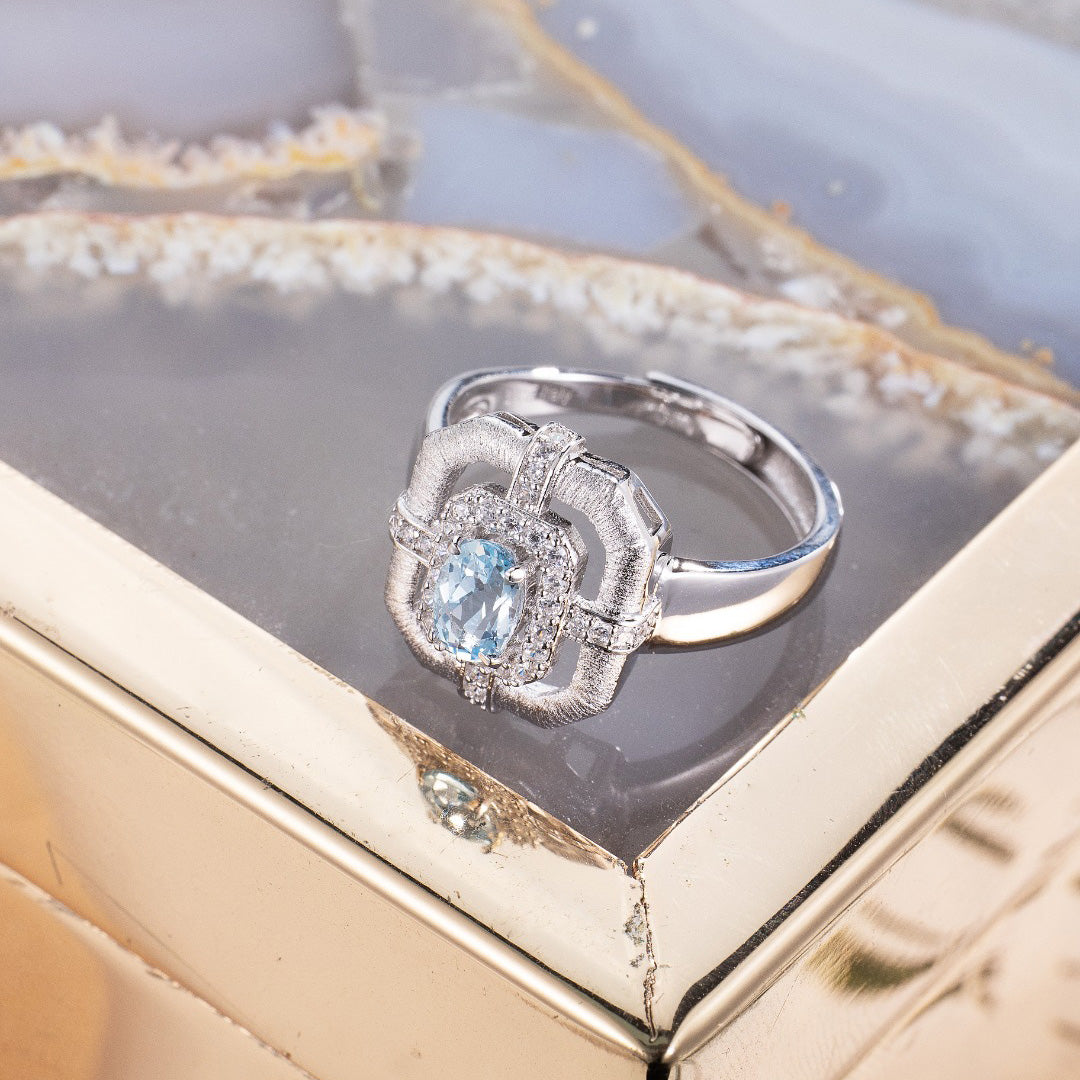 Bague traditionnelle topaze naturelle 6214