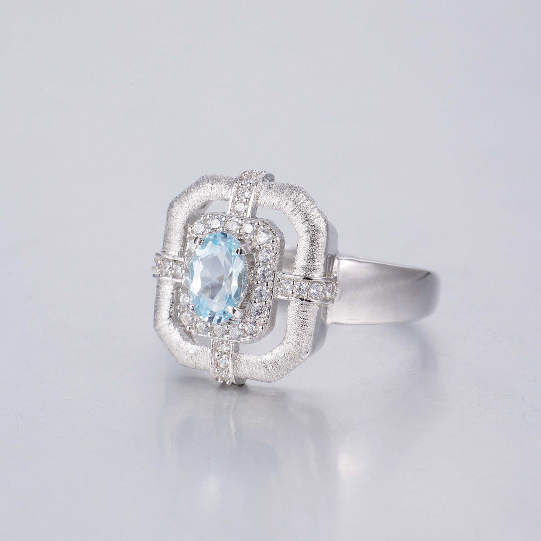 Bague traditionnelle topaze naturelle 6214