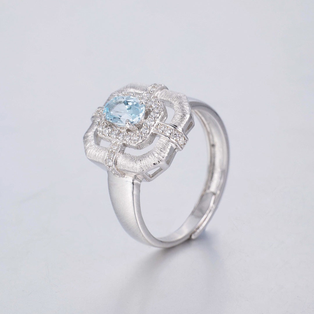 Bague traditionnelle topaze naturelle 6214