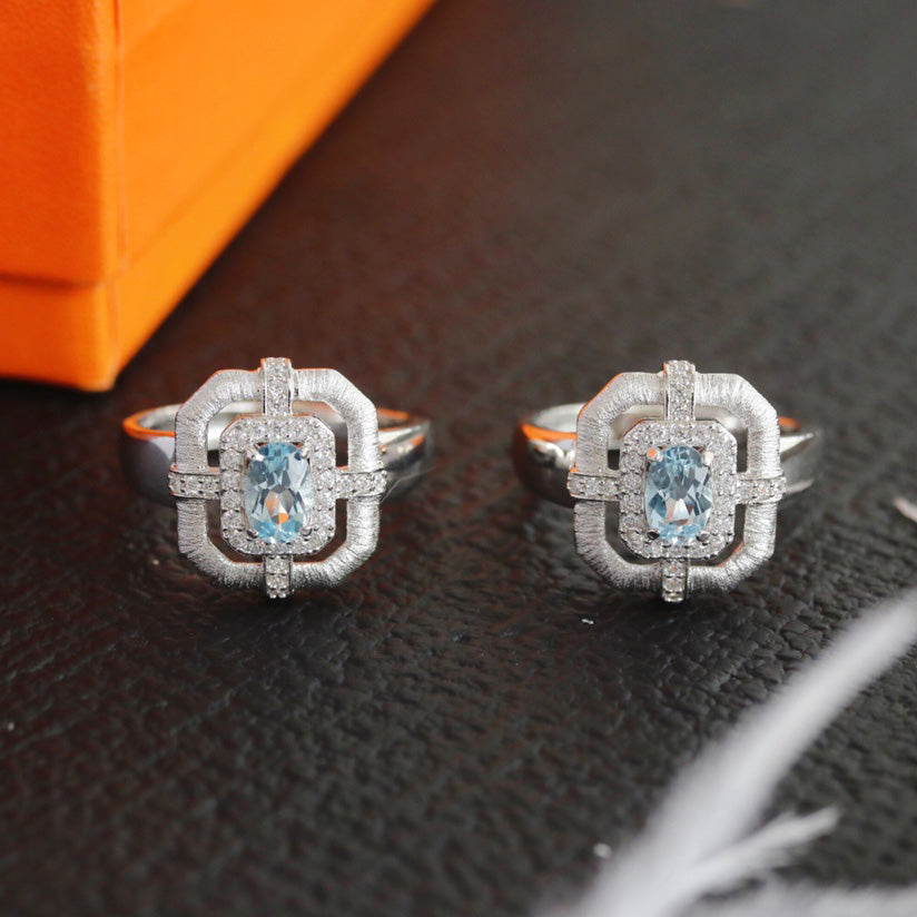 Bague traditionnelle topaze naturelle 6214