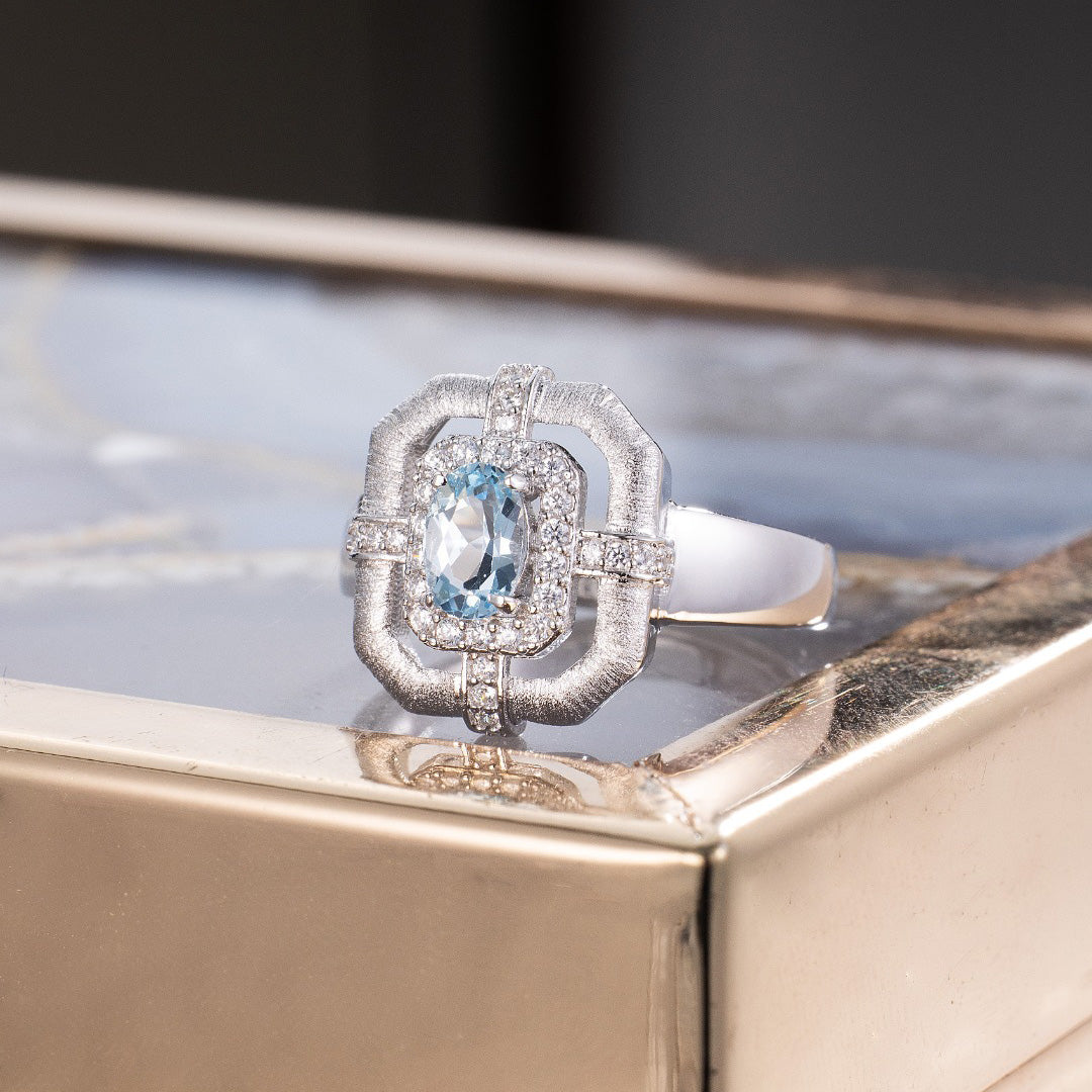 Bague traditionnelle topaze naturelle 6214