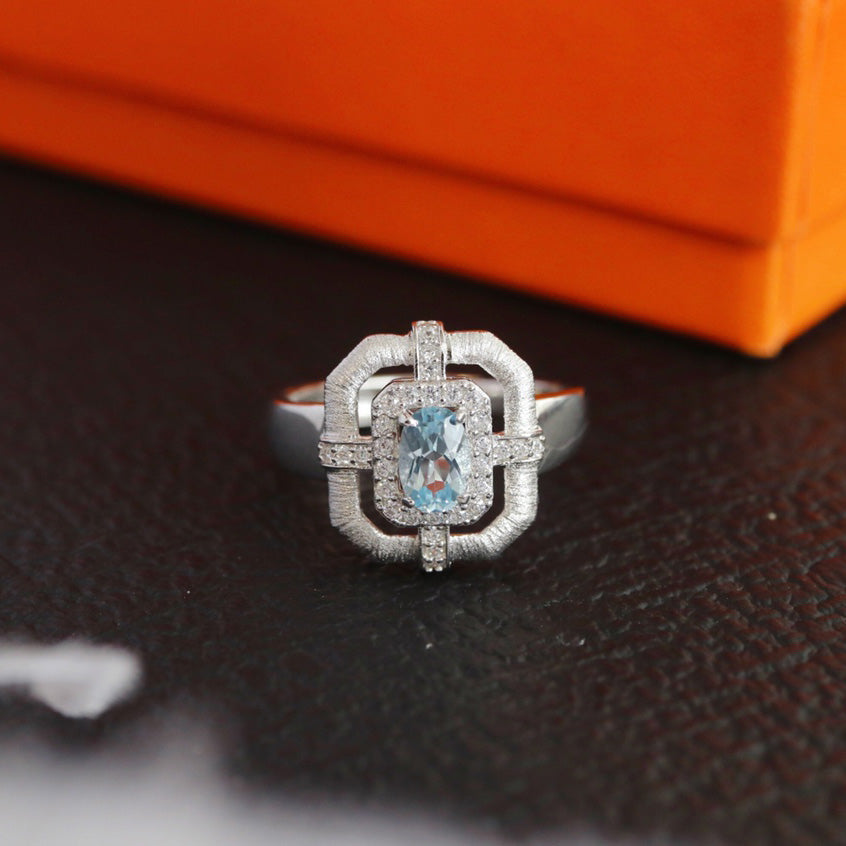 Bague traditionnelle topaze naturelle 6214