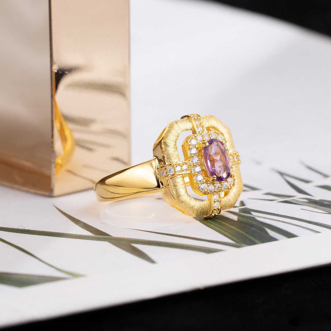 Bague traditionnelle topaze naturelle 6214