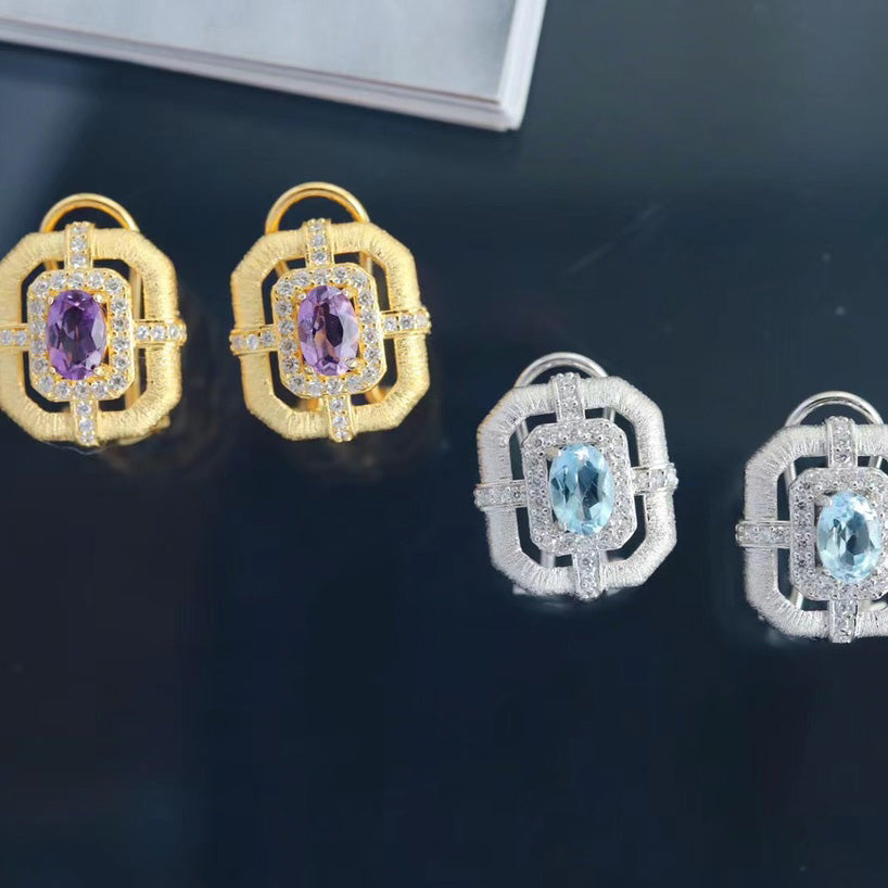 Boucles d'oreilles topaze mate 6218