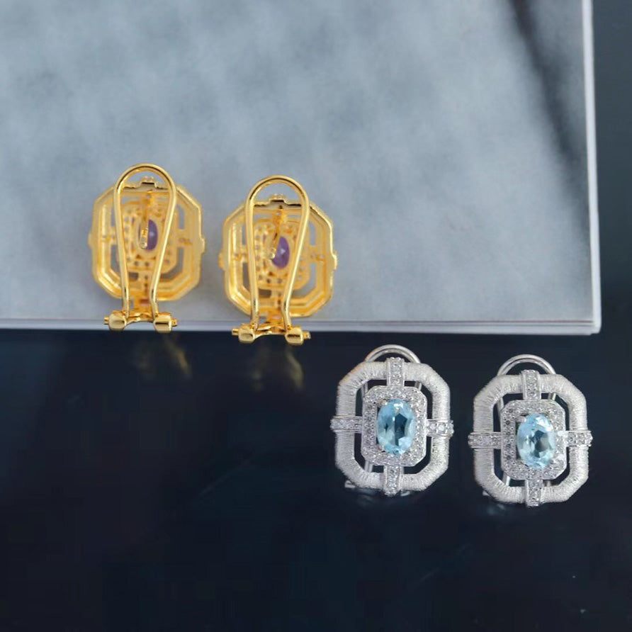 Boucles d'oreilles topaze mate 6218