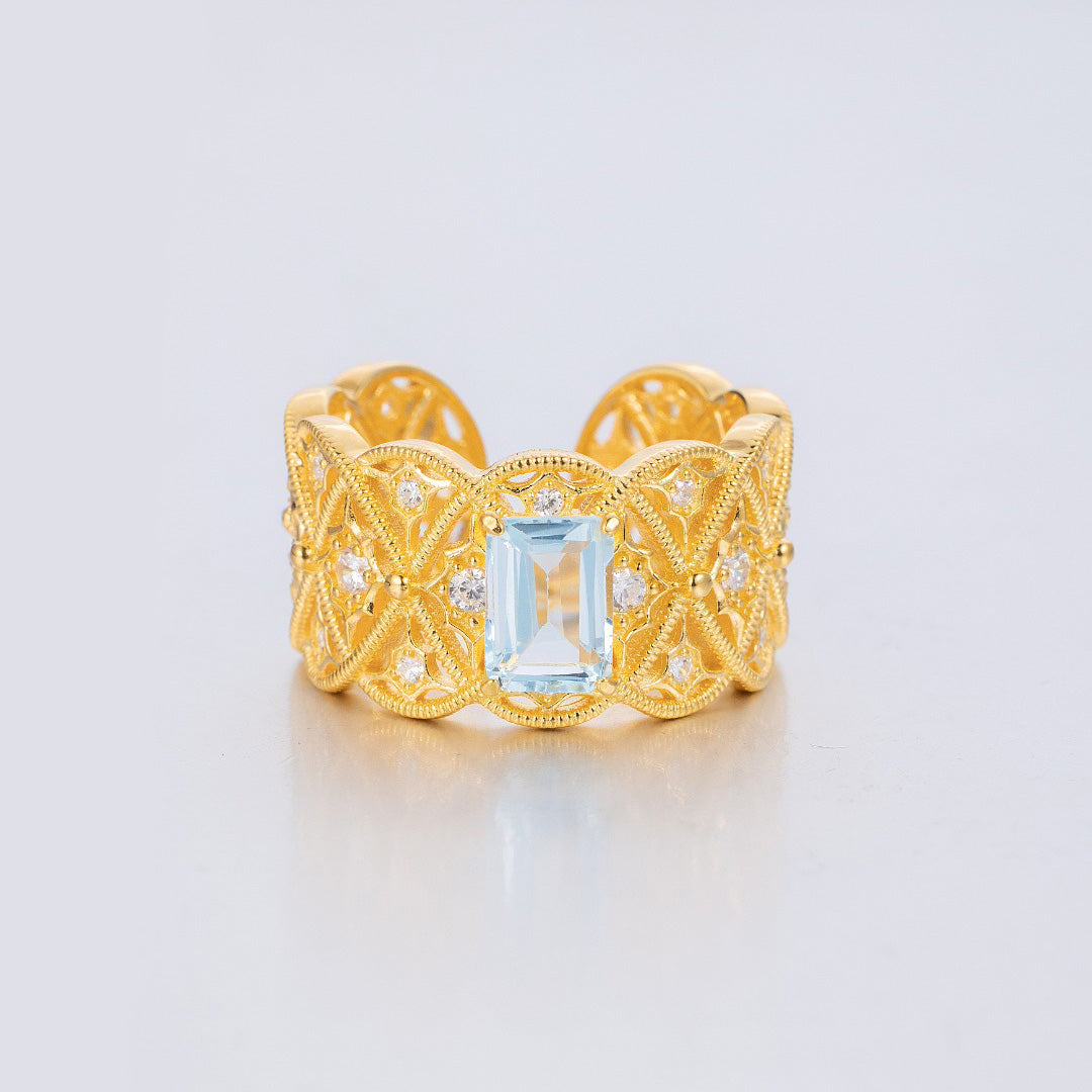 Bague en filigrane de corde de topaze naturelle 6219
