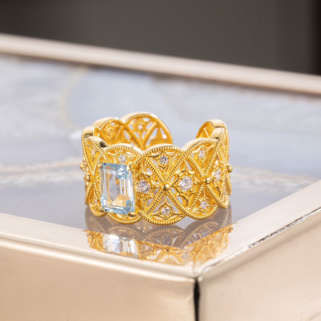 Bague en filigrane de corde de topaze naturelle 6219