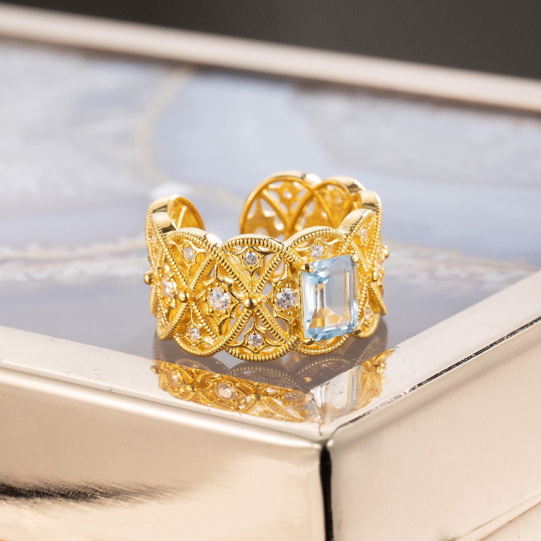 Bague en filigrane de corde de topaze naturelle 6219