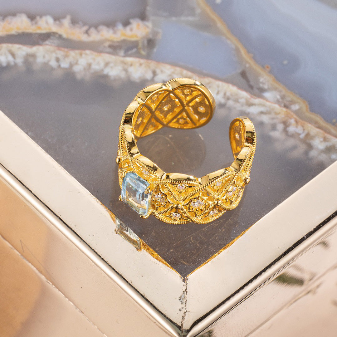 Bague en filigrane de corde de topaze naturelle 6219