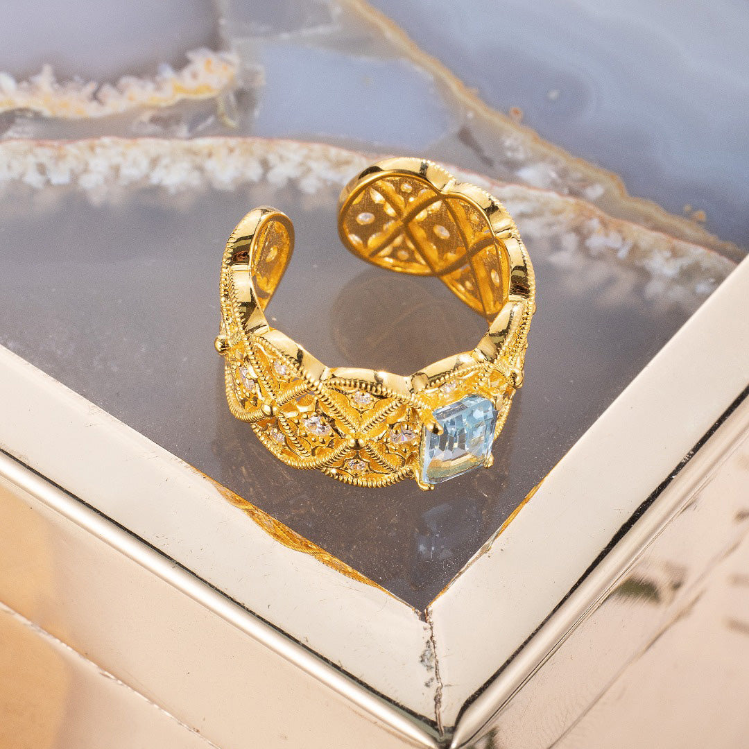 Bague en filigrane de corde de topaze naturelle 6219
