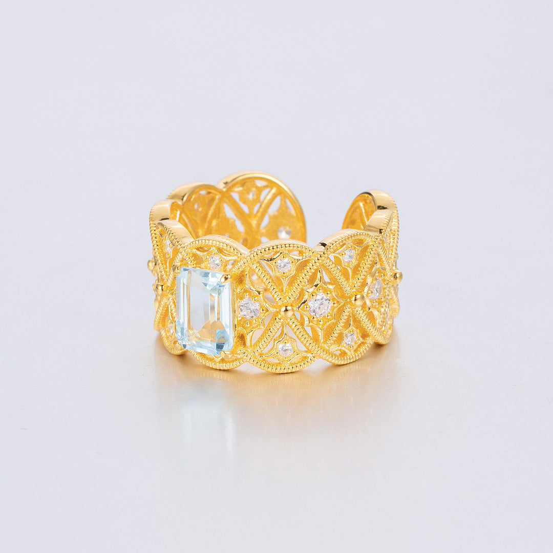 Bague en filigrane de corde de topaze naturelle 6219