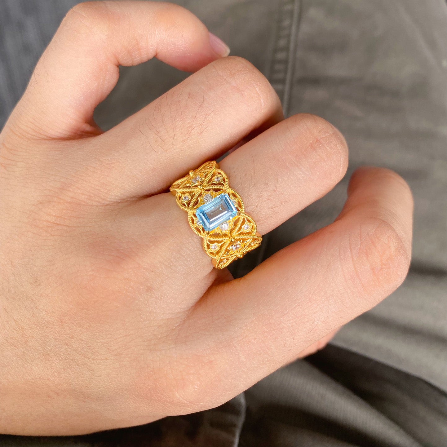 Bague en filigrane de corde de topaze naturelle 6219