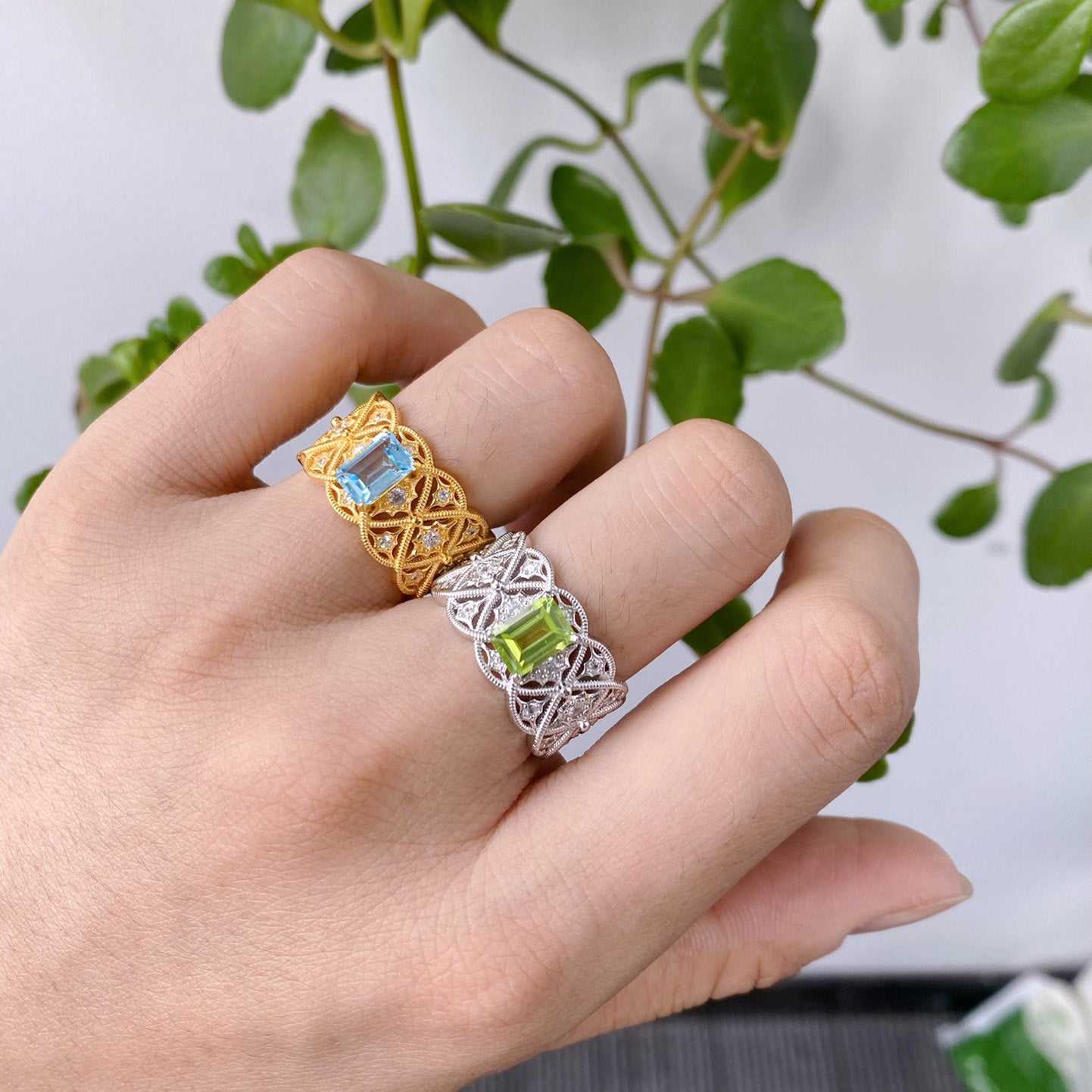 Bague en filigrane de corde de topaze naturelle 6219