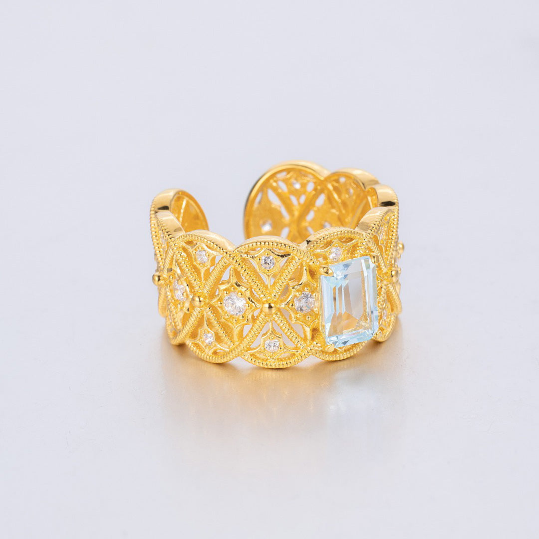 Bague en filigrane de corde de topaze naturelle 6219
