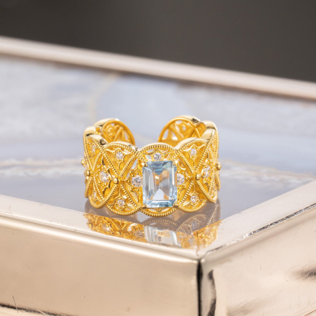 Bague en filigrane de corde de topaze naturelle 6219