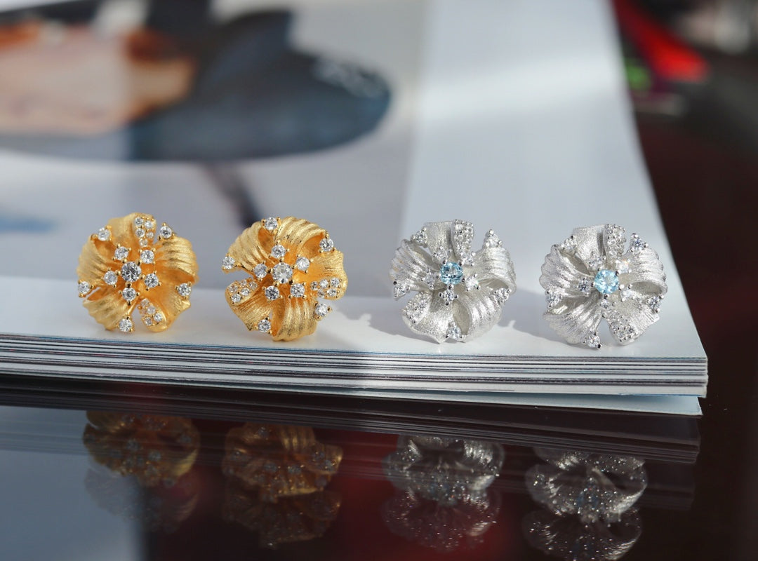 Boucles d'oreilles florales en tissu 6383