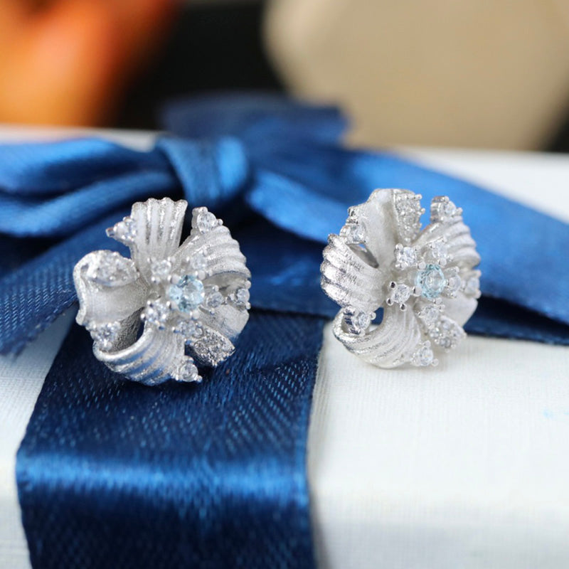 Boucles d'oreilles florales en tissu 6383