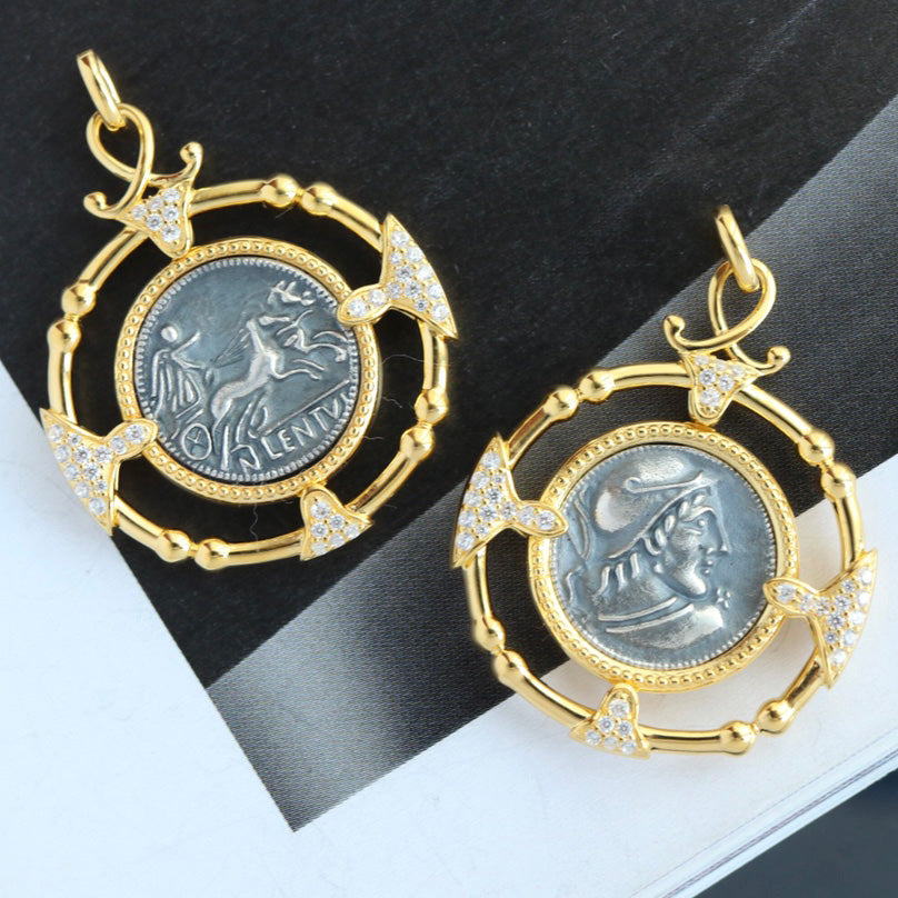Pendentif pièce de monnaie grecque 6291