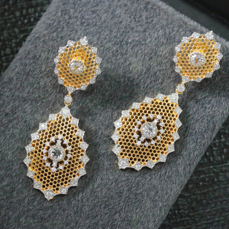 Boucles d'oreilles topaze florale en nid d'abeille 6297