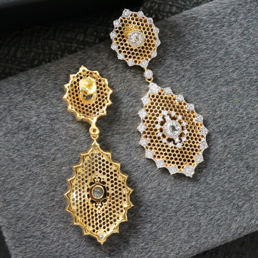 Boucles d'oreilles topaze florale en nid d'abeille 6297
