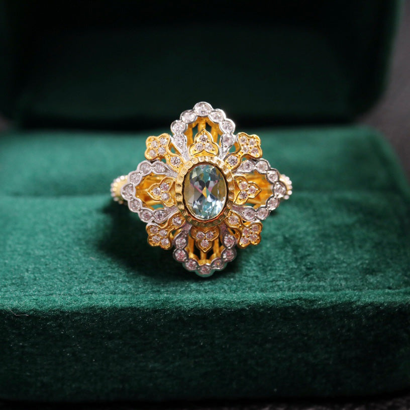 Bague florale de trèfle complexe 6303