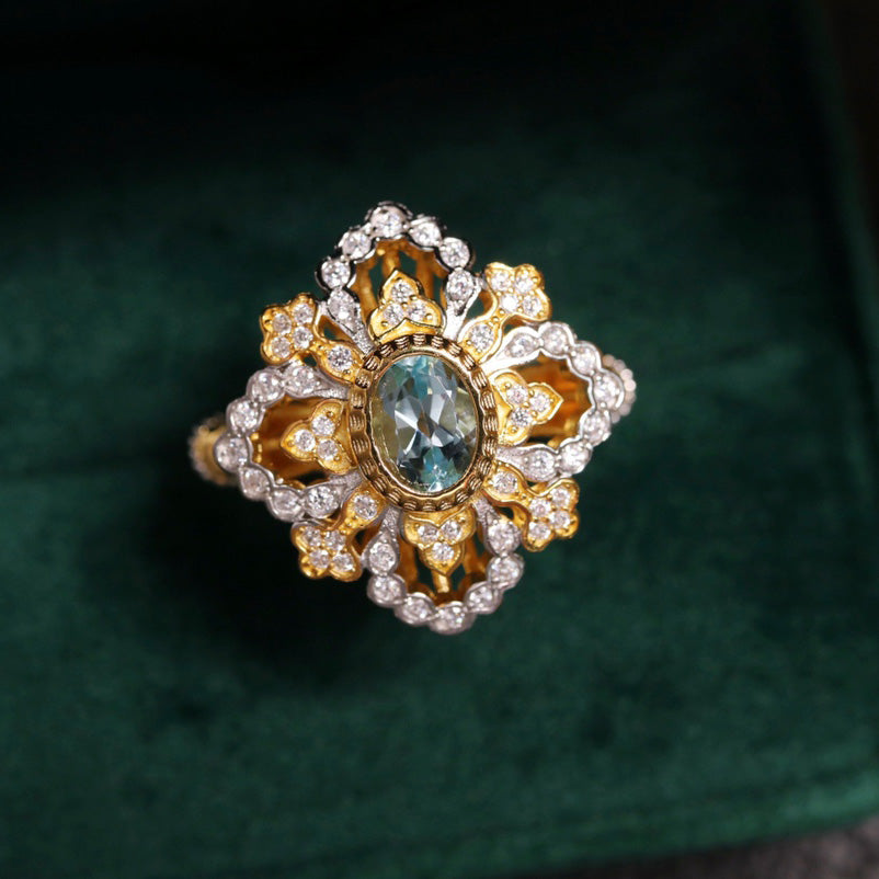 Bague florale de trèfle complexe 6303