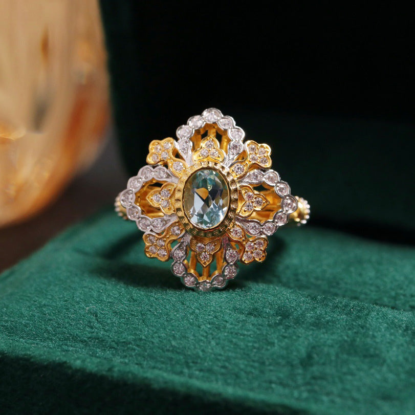 Bague florale de trèfle complexe 6303