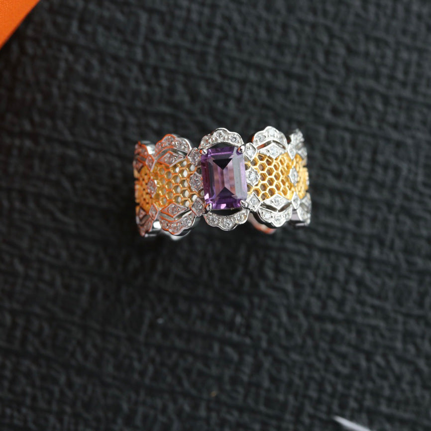 Bague en dentelle avec pierres précieuses naturelles 6305