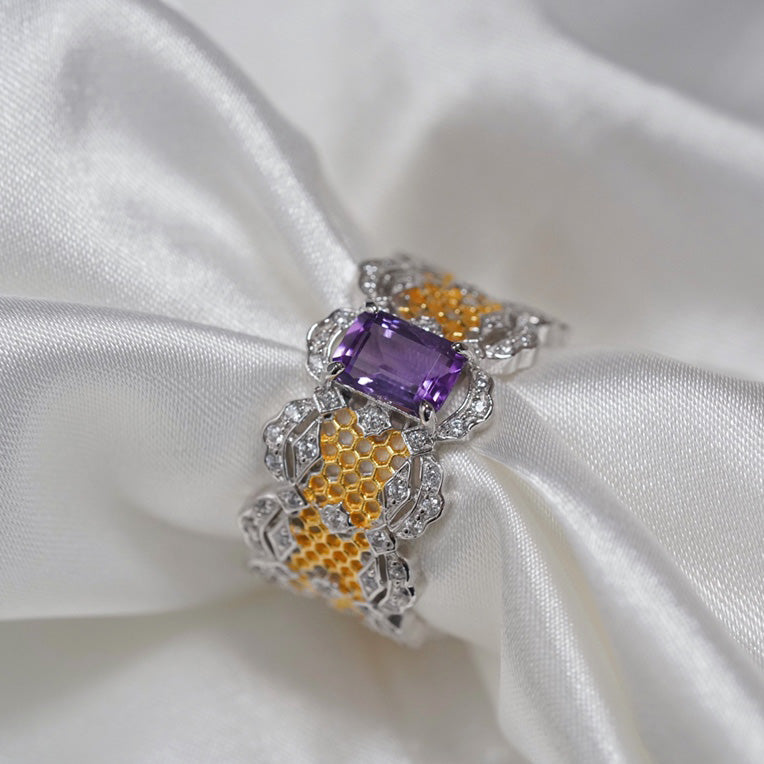 Bague en dentelle avec pierres précieuses naturelles 6305