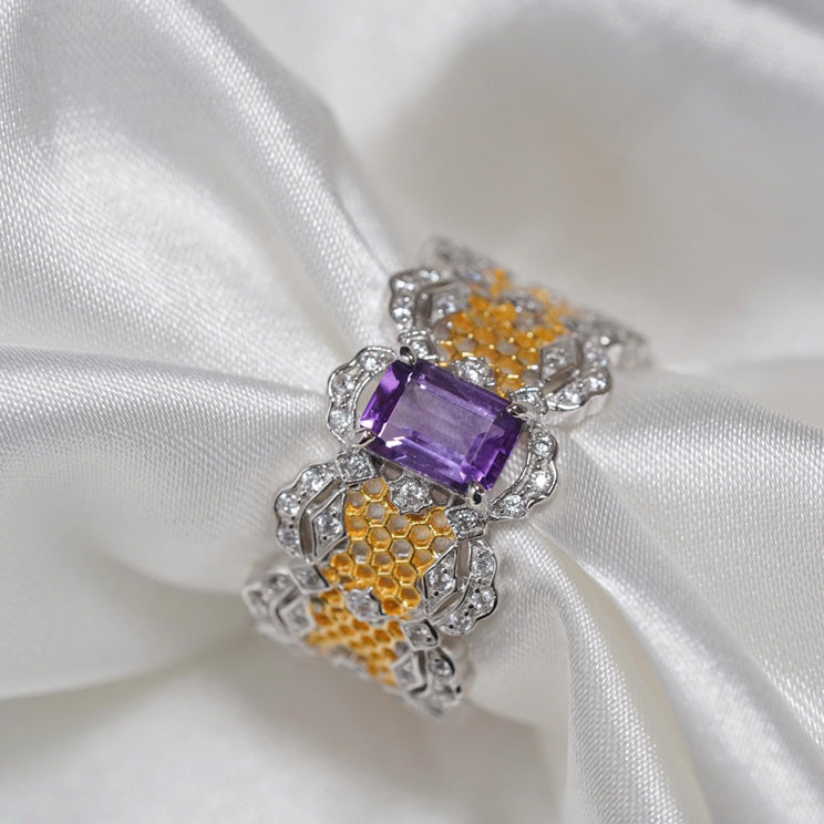 Bague en dentelle avec pierres précieuses naturelles 6305