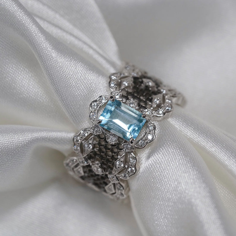 Bague en dentelle avec pierres précieuses naturelles 6305